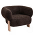 Nomy Fauteuil Teddy Bruin Rubberhout van PTMD, ander aanzicht van de bruine teddy bekleding