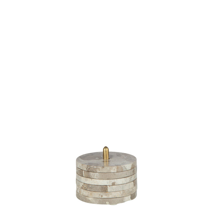 Onderzetter+Voet Rond Marmer Beige Set van 5 - Onderzetter - J-Line - livinglovely.nl