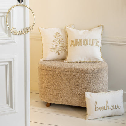 Teddy Beige Storage Stool J-Line