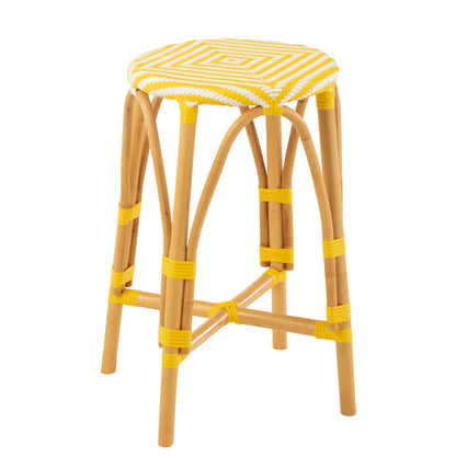 Outdoor Bar Stool Live Round Rattan Yellow/White J-Line