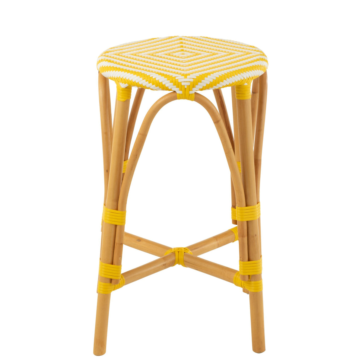 Outdoor Bar Stool Live Round Rattan Yellow/White J-Line