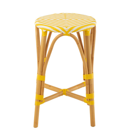Outdoor Bar Stool Live Round Rattan Yellow/White J-Line