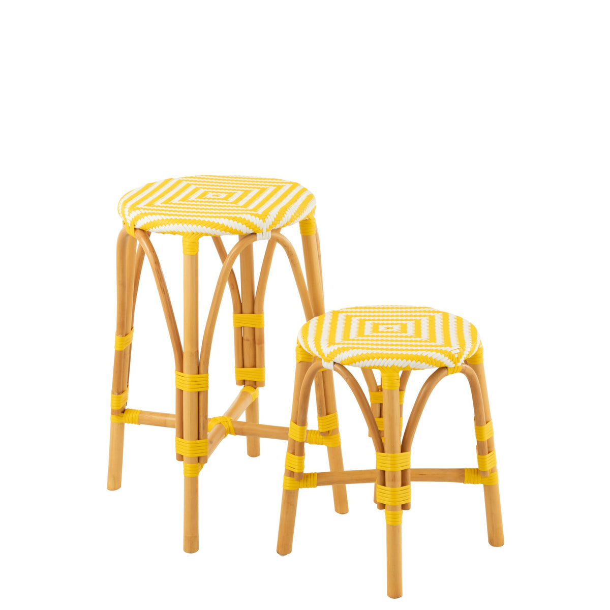 Outdoor Bar Stool Live Round Rattan Yellow/White J-Line