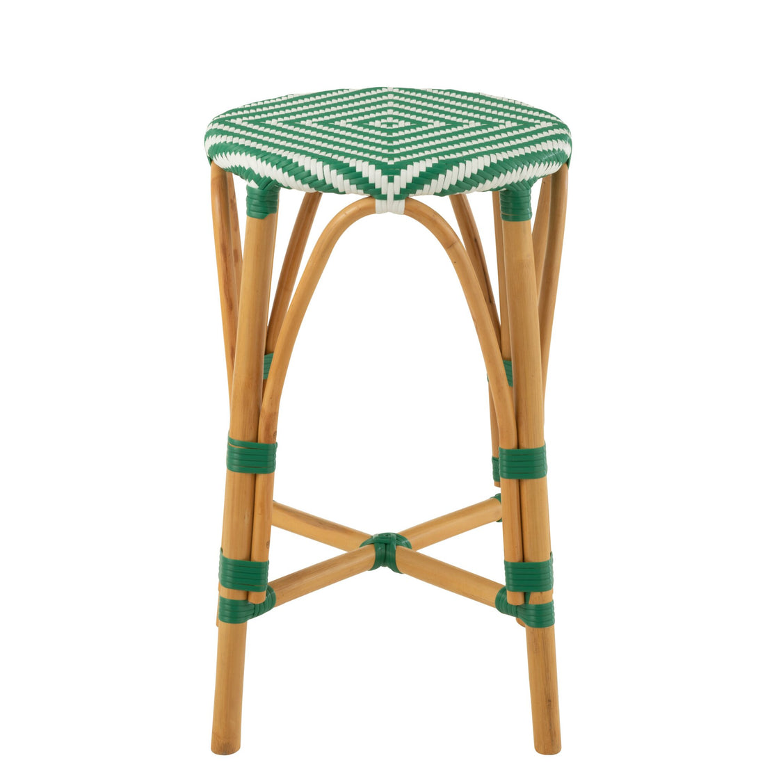 Outdoor Bar Stool Live Round Rattan Green/White J-Line