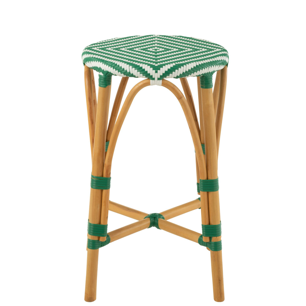 Outdoor Bar Stool Live Round Rattan Green/White J-Line