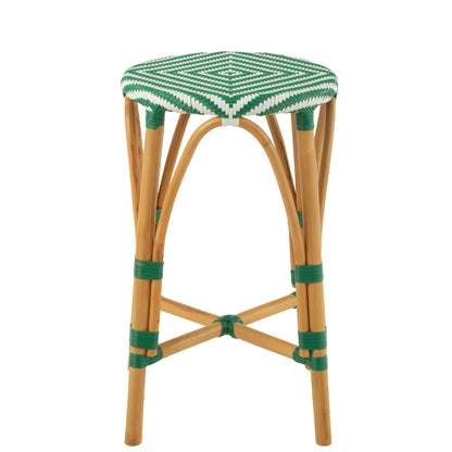 Outdoor Bar Stool Live Round Rattan Green/White J-Line