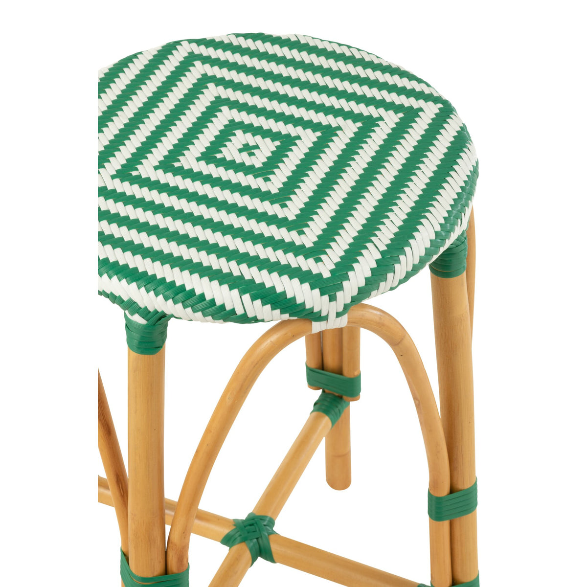 Outdoor Bar Stool Live Round Rattan Green/White J-Line