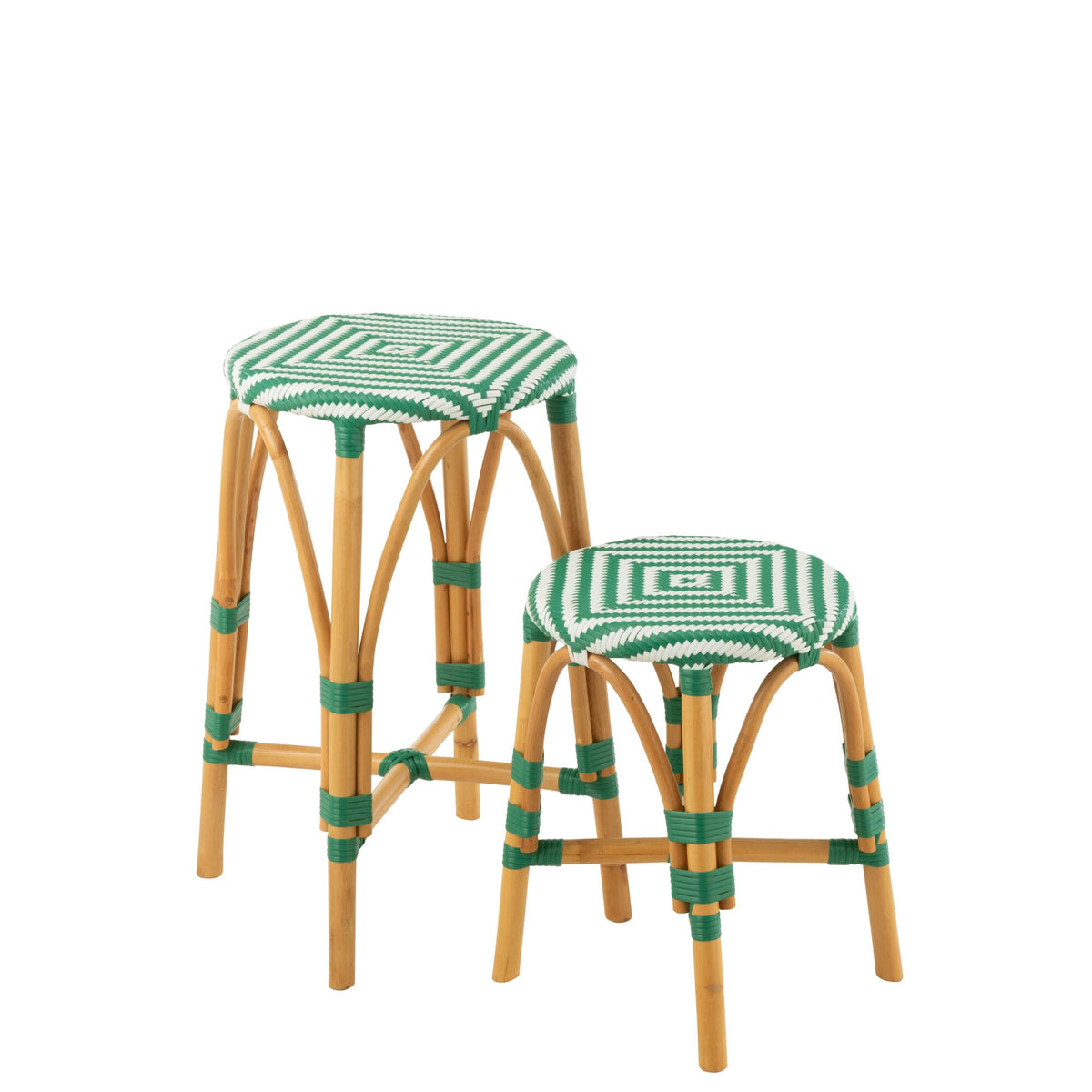 Outdoor Bar Stool Live Round Rattan Green/White J-Line