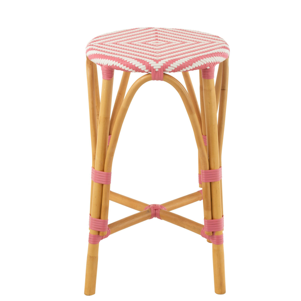 Outdoor Bar Stool Live Round Rattan Pink/White J-Line