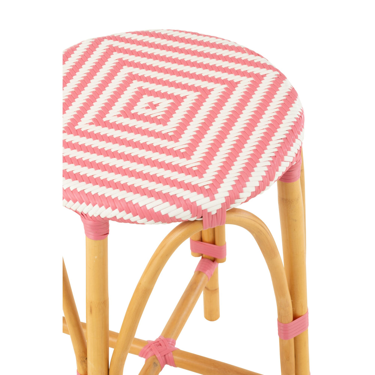 Outdoor Bar Stool Live Round Rattan Pink/White J-Line