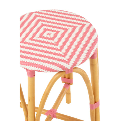 Outdoor Bar Stool Live Round Rattan Pink/White J-Line