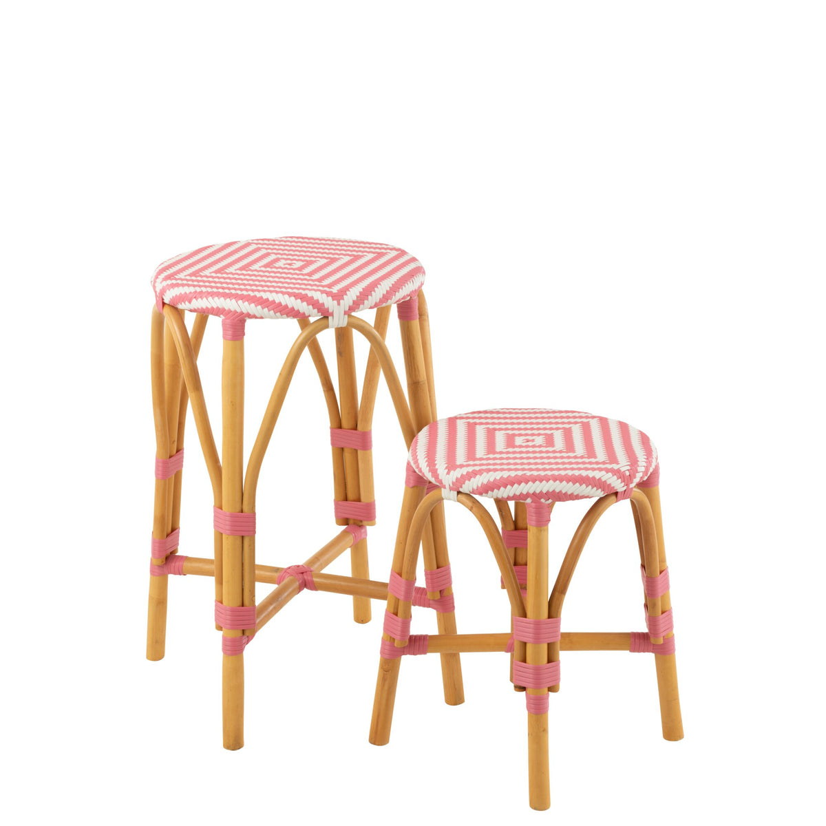 Outdoor Bar Stool Live Round Rattan Pink/White J-Line
