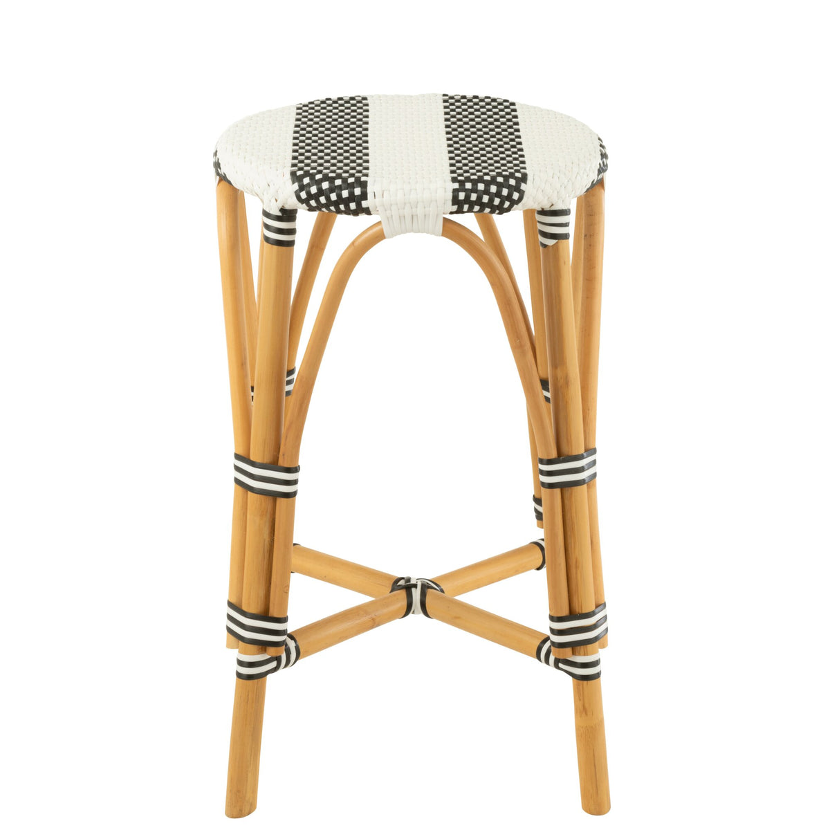 Outdoor Bar Stool Live Round Rattan Black/White J-Line