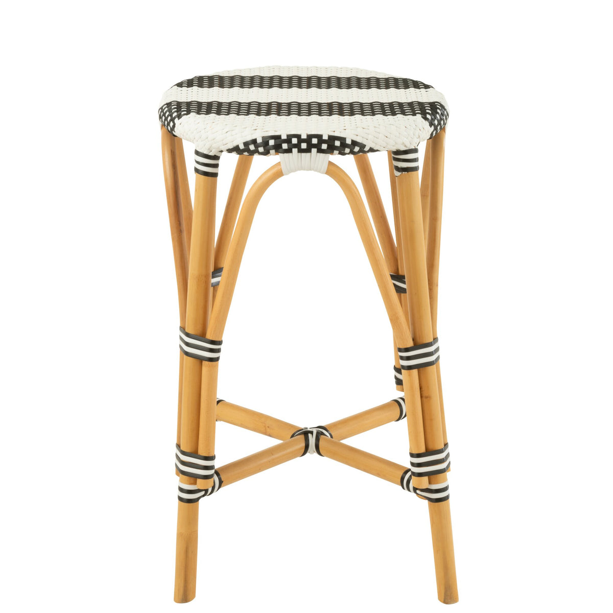 Outdoor Bar Stool Live Round Rattan Black/White J-Line