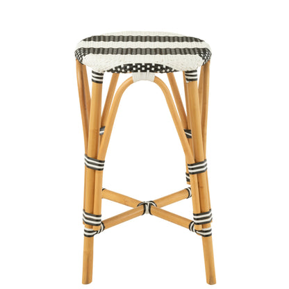 Outdoor Bar Stool Live Round Rattan Black/White J-Line