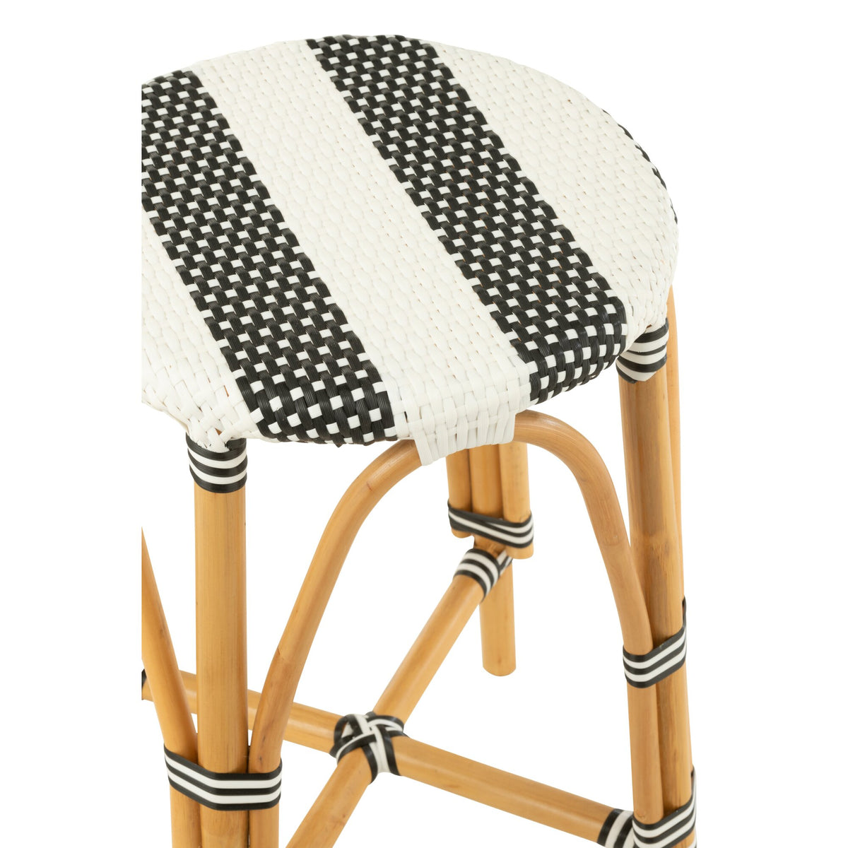 Outdoor Bar Stool Live Round Rattan Black/White J-Line