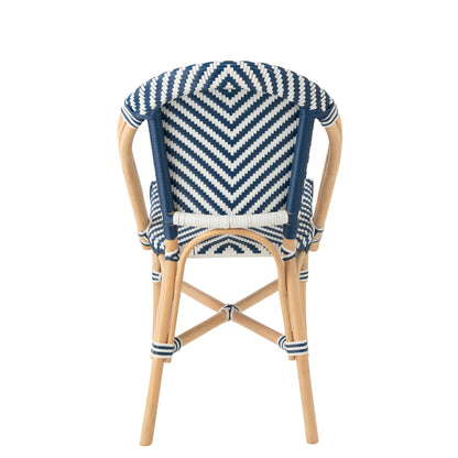 Outdoor Chair Geo Round Rattan Blue/White J-Line
