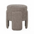 Pico Poef Stof Taupe Rond Legacy van PTMD, compacte ronde poef in taupe stof op witte achtergrond