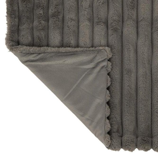 Plaid Corduroy Polyester Donkergrijs 180x130cm - Poef - J-Line - livinglovely.nl