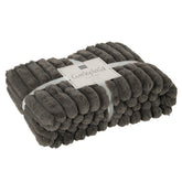 Plaid Corduroy Polyester Donkergrijs 180x130cm - Poef - J-Line - livinglovely.nl
