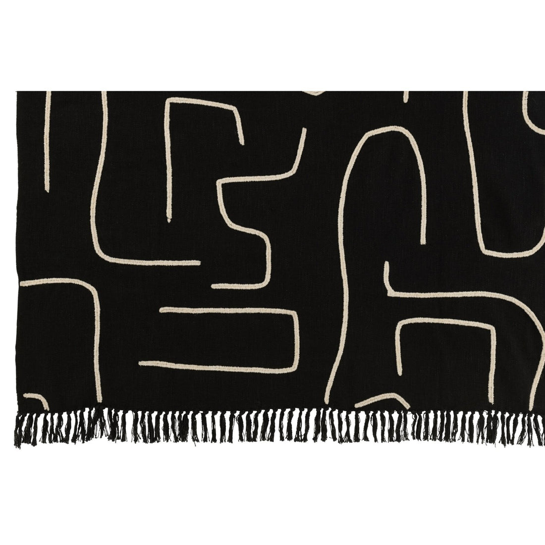 Plaid Stripes/Arcs Cotton Black/White 130x180cm