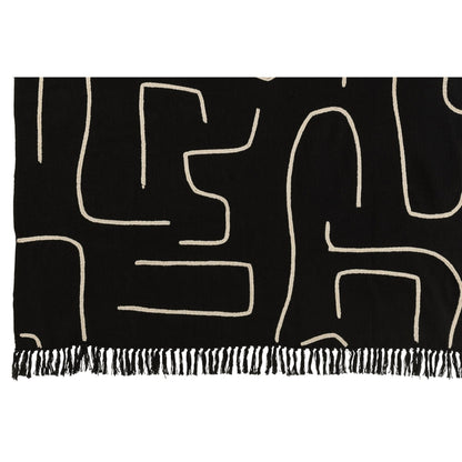 Plaid Stripes/Arcs Cotton Black/White 130x180cm