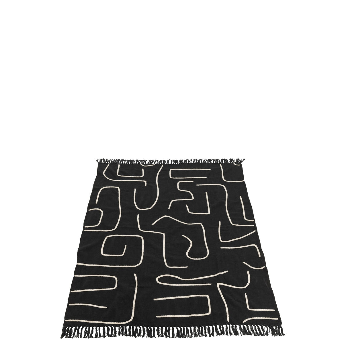 Plaid Stripes/Arcs Cotton Black/White 130x180cm