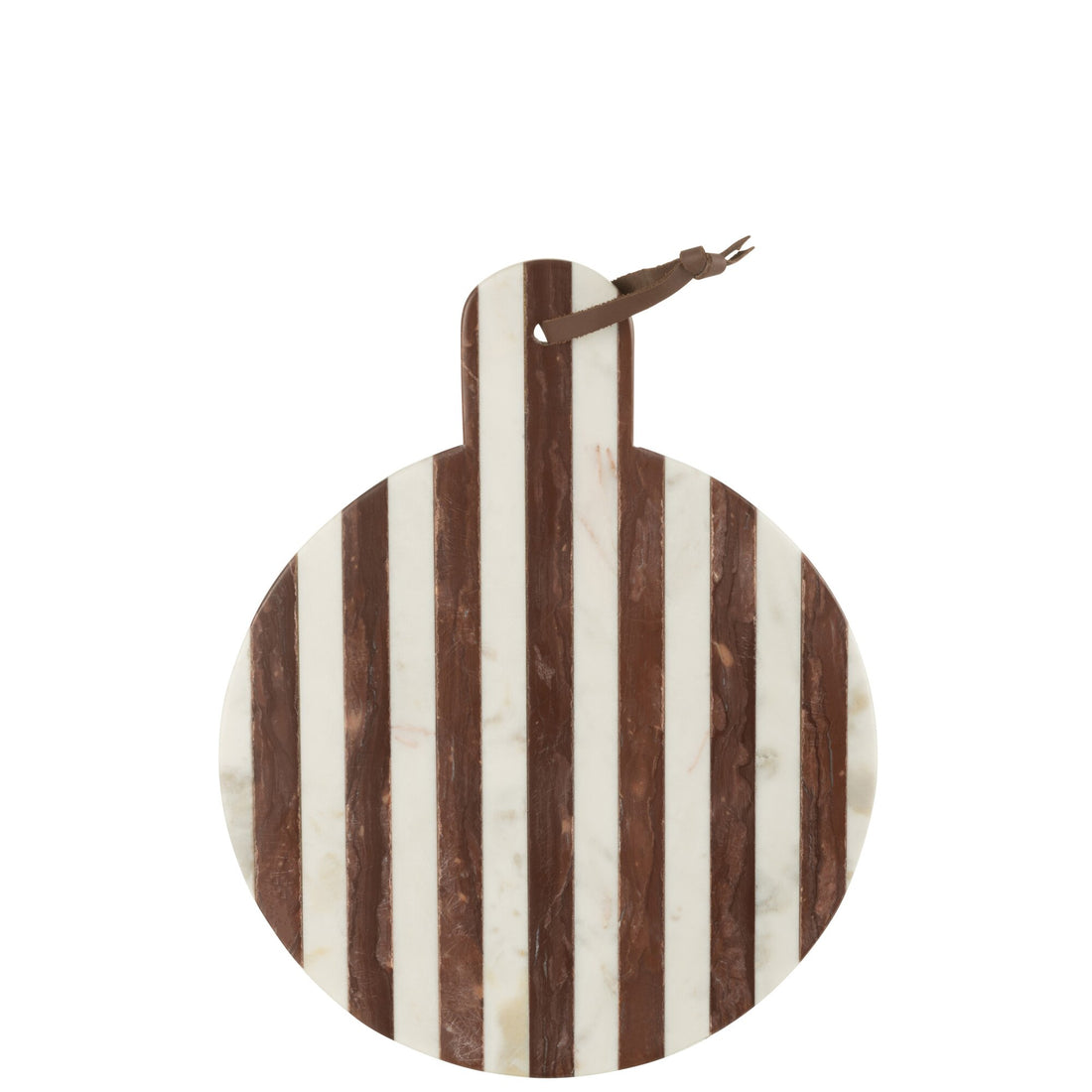 Round Striped Marble Board White/Brown 46x31x2cm J-line