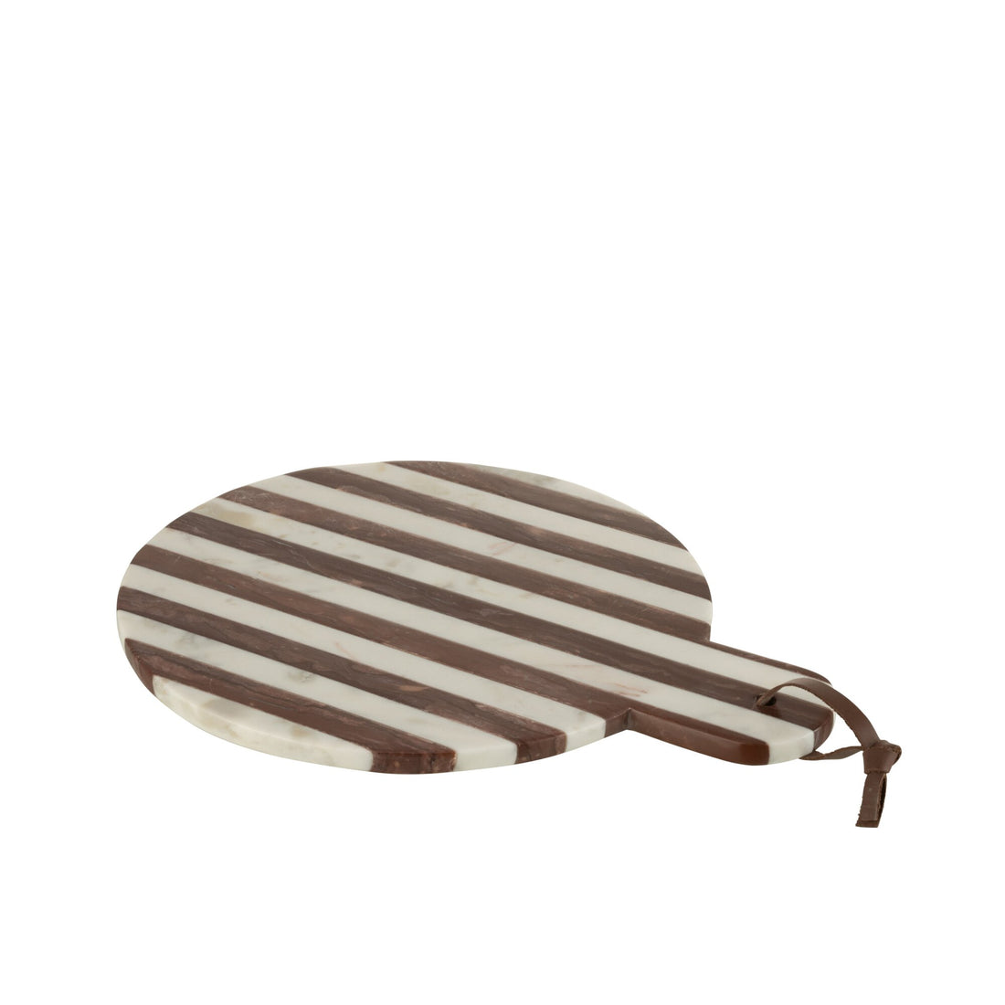 Round Striped Marble Board White/Brown 46x31x2cm J-line