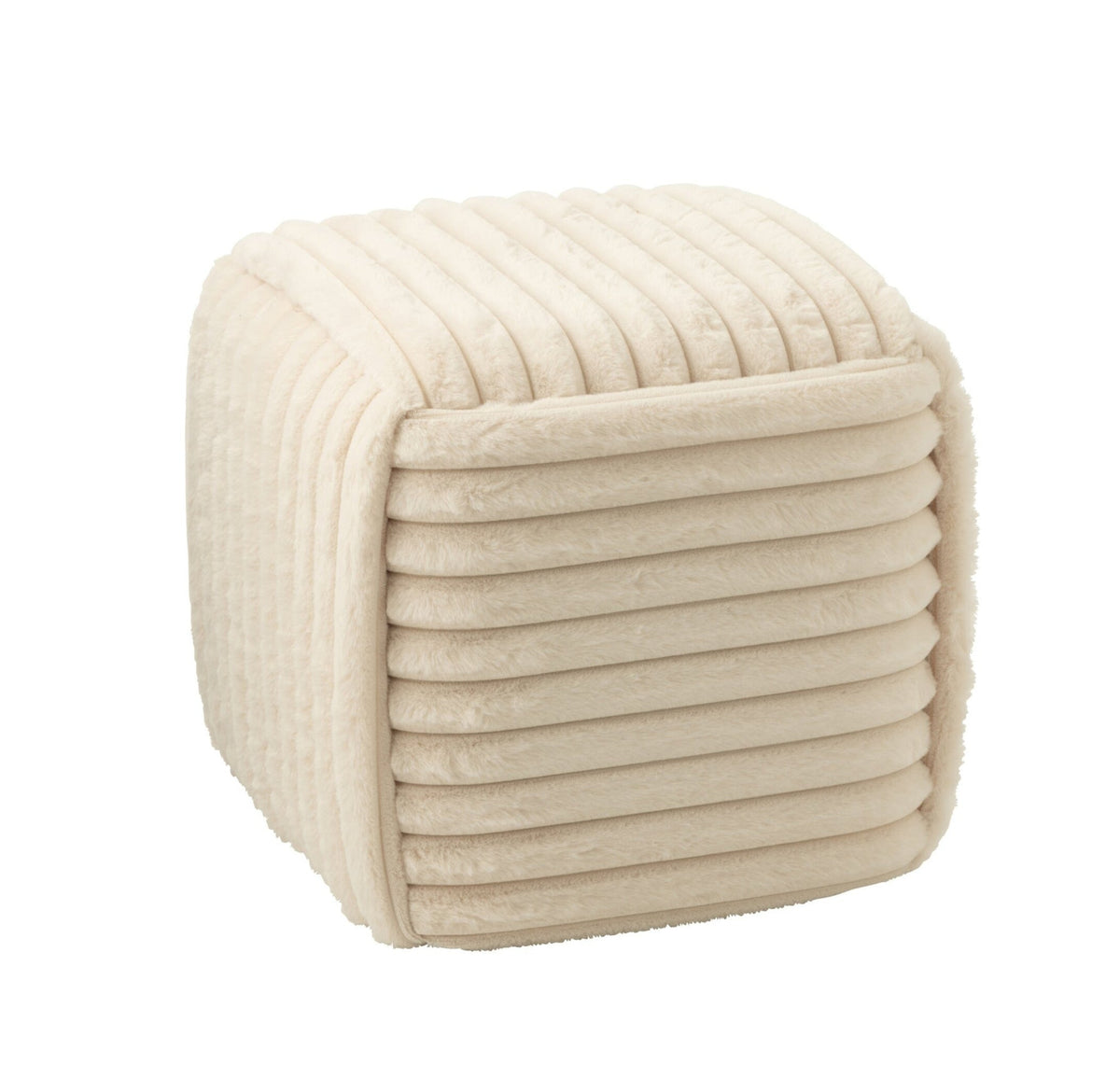 Pouf Ribbed Mdf Beige J-Line