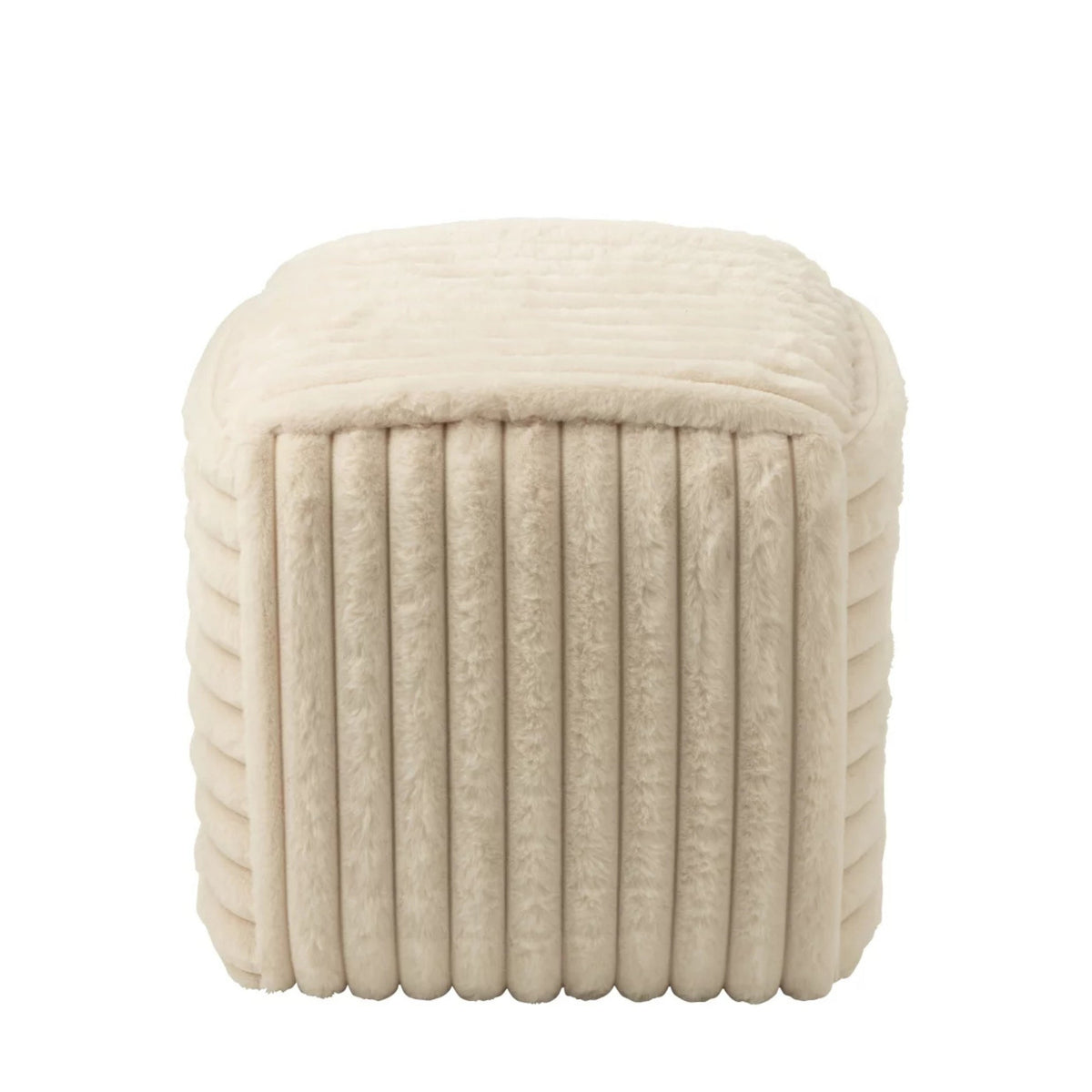 Pouf Ribbed Mdf Beige J-Line