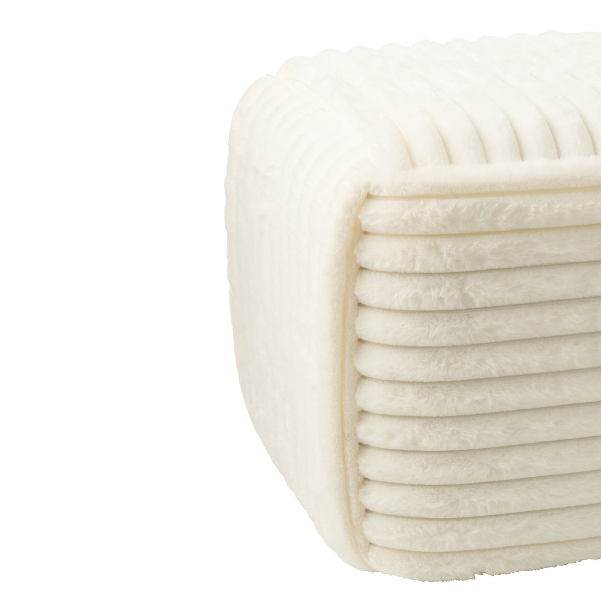 Pouf Ribbed Mdf White J-Line