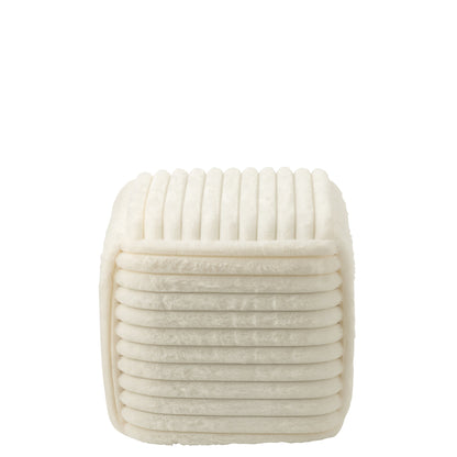 Pouf Ribbed Mdf White J-Line