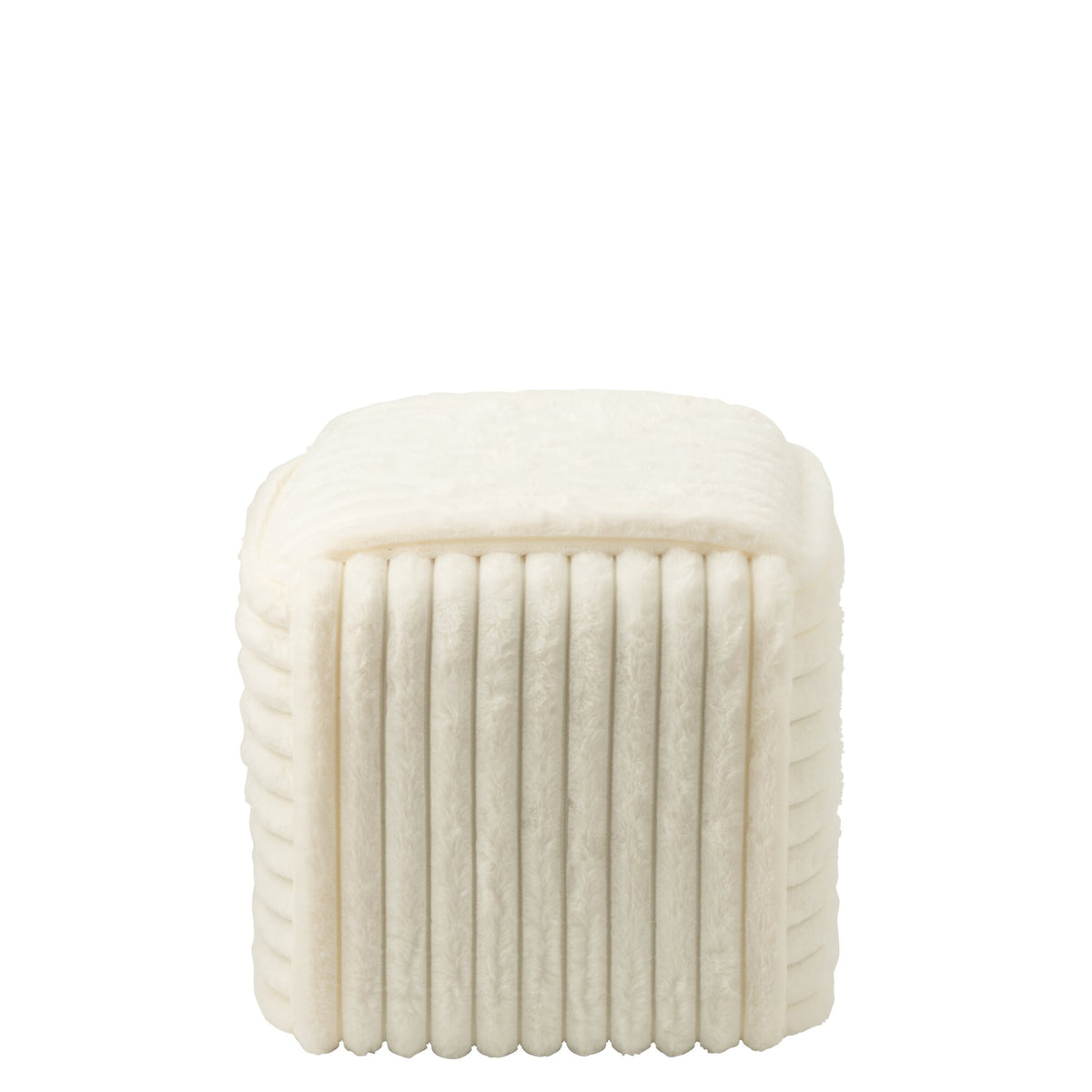 Pouf Ribbed Mdf White J-Line