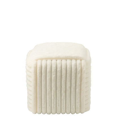 Pouf Ribbed Mdf White J-Line