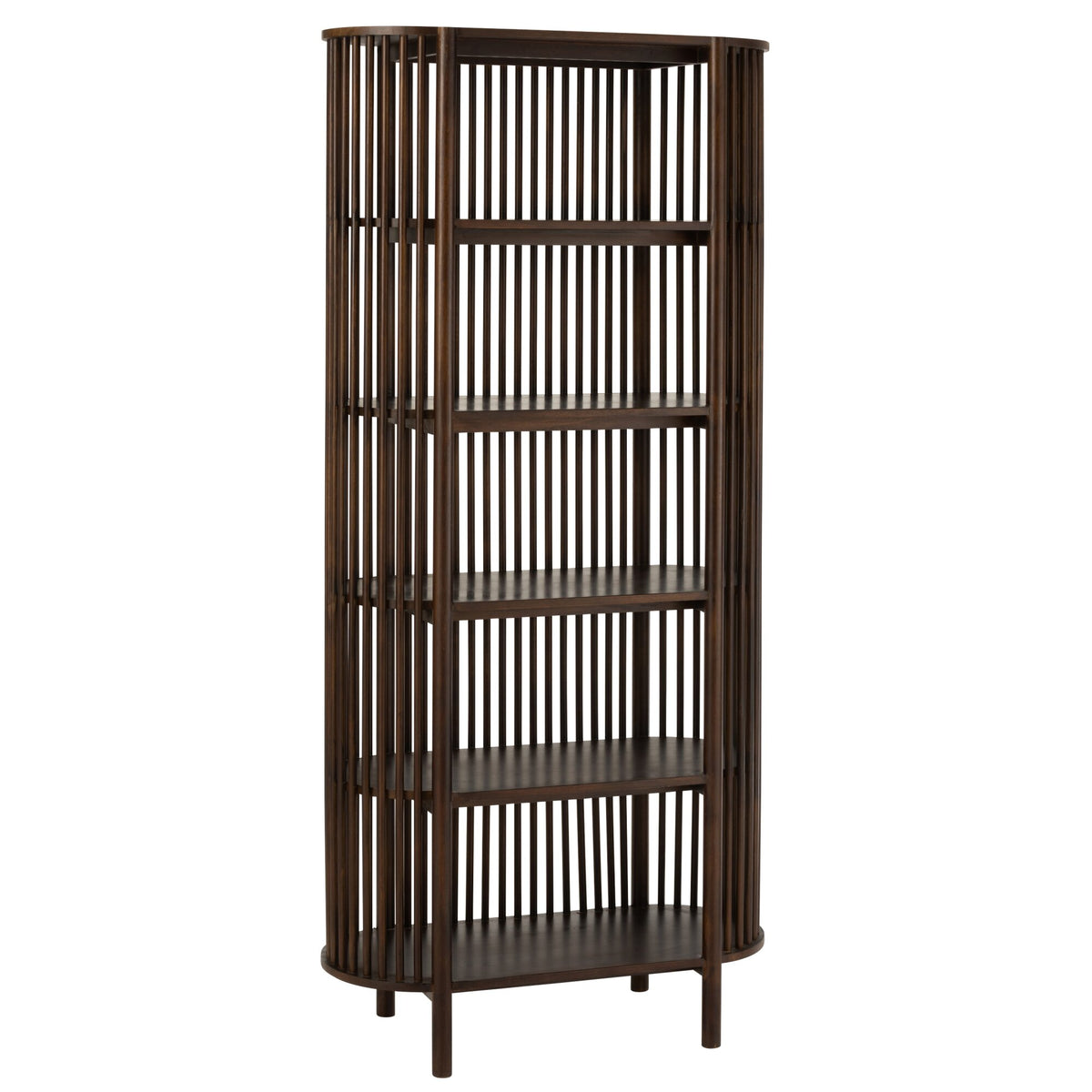 Conie 5-Shelf Mango Wood Shelving Unit Dark Brown J-Line