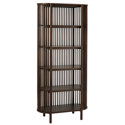Conie 5-Shelf Mango Wood Shelving Unit Dark Brown J-Line