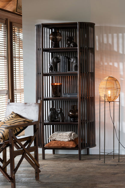 Conie 5-Shelf Mango Wood Shelving Unit Dark Brown J-Line