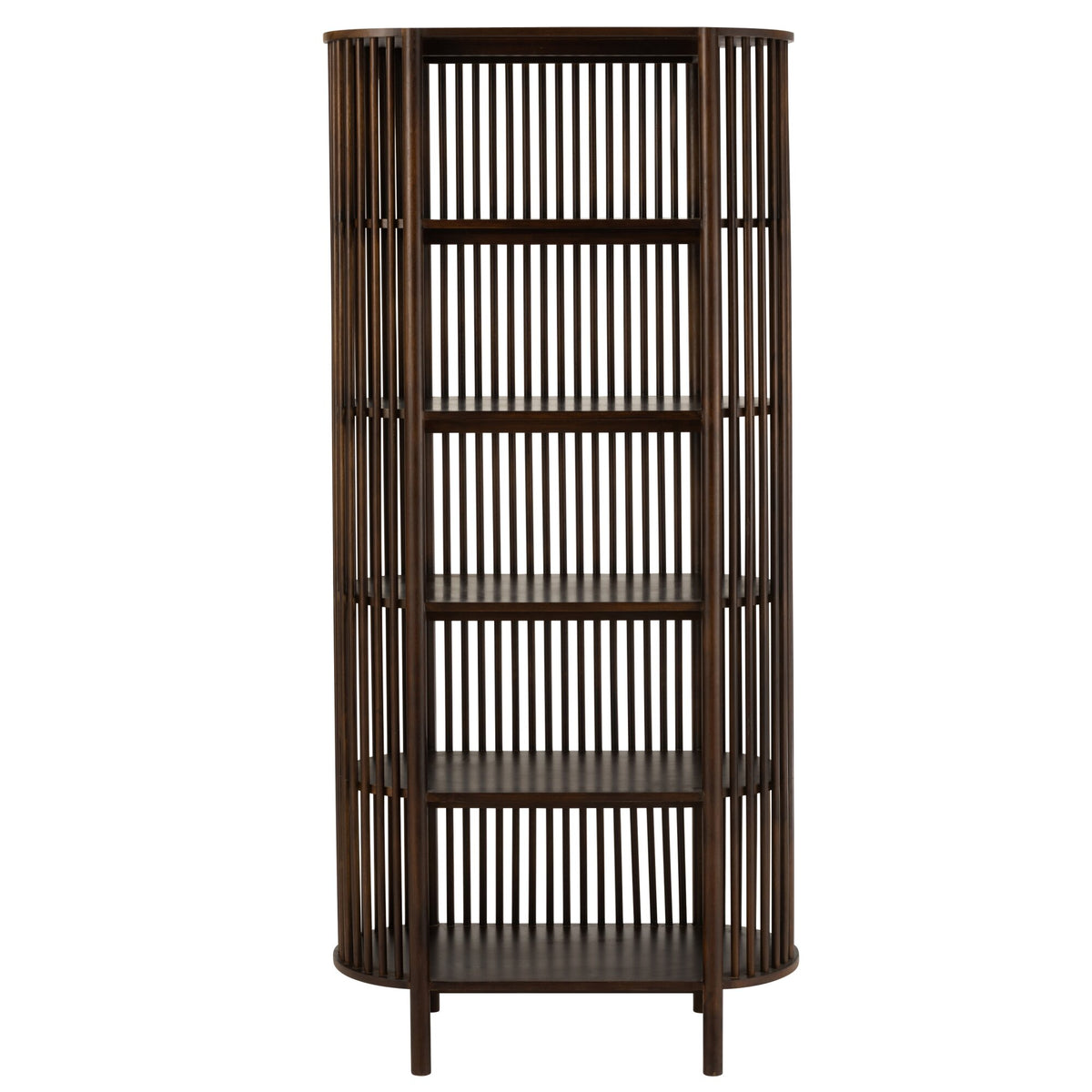 Conie 5-Shelf Mango Wood Shelving Unit Dark Brown J-Line