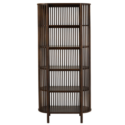 Conie 5-Shelf Mango Wood Shelving Unit Dark Brown J-Line