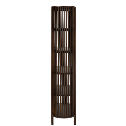 Conie 5-Shelf Mango Wood Shelving Unit Dark Brown J-Line