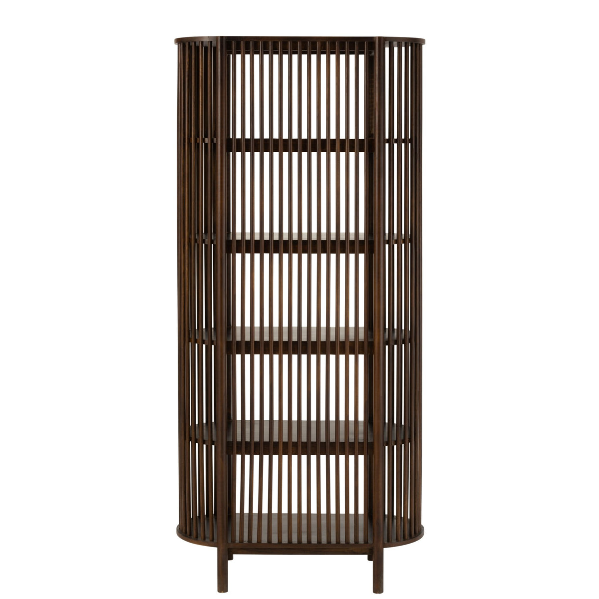 Conie 5-Shelf Mango Wood Shelving Unit Dark Brown J-Line