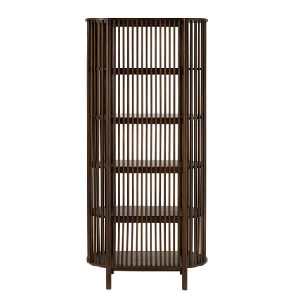 Conie 5-Shelf Mango Wood Shelving Unit Dark Brown J-Line