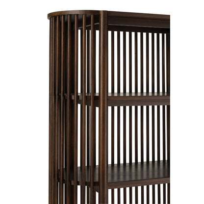 Conie 5-Shelf Mango Wood Shelving Unit Dark Brown J-Line