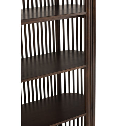 Conie 5-Shelf Mango Wood Shelving Unit Dark Brown J-Line