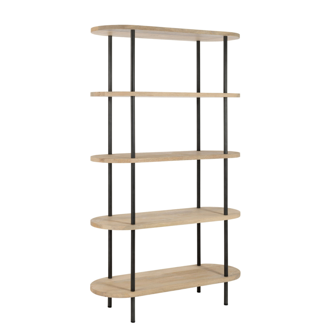Eli 5-Shelf Mango Wood/Iron Shelf Natural/Grey J-Line