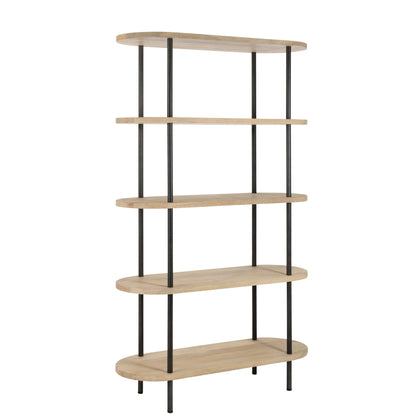 Eli 5-Shelf Mango Wood/Iron Shelf Natural/Grey J-Line