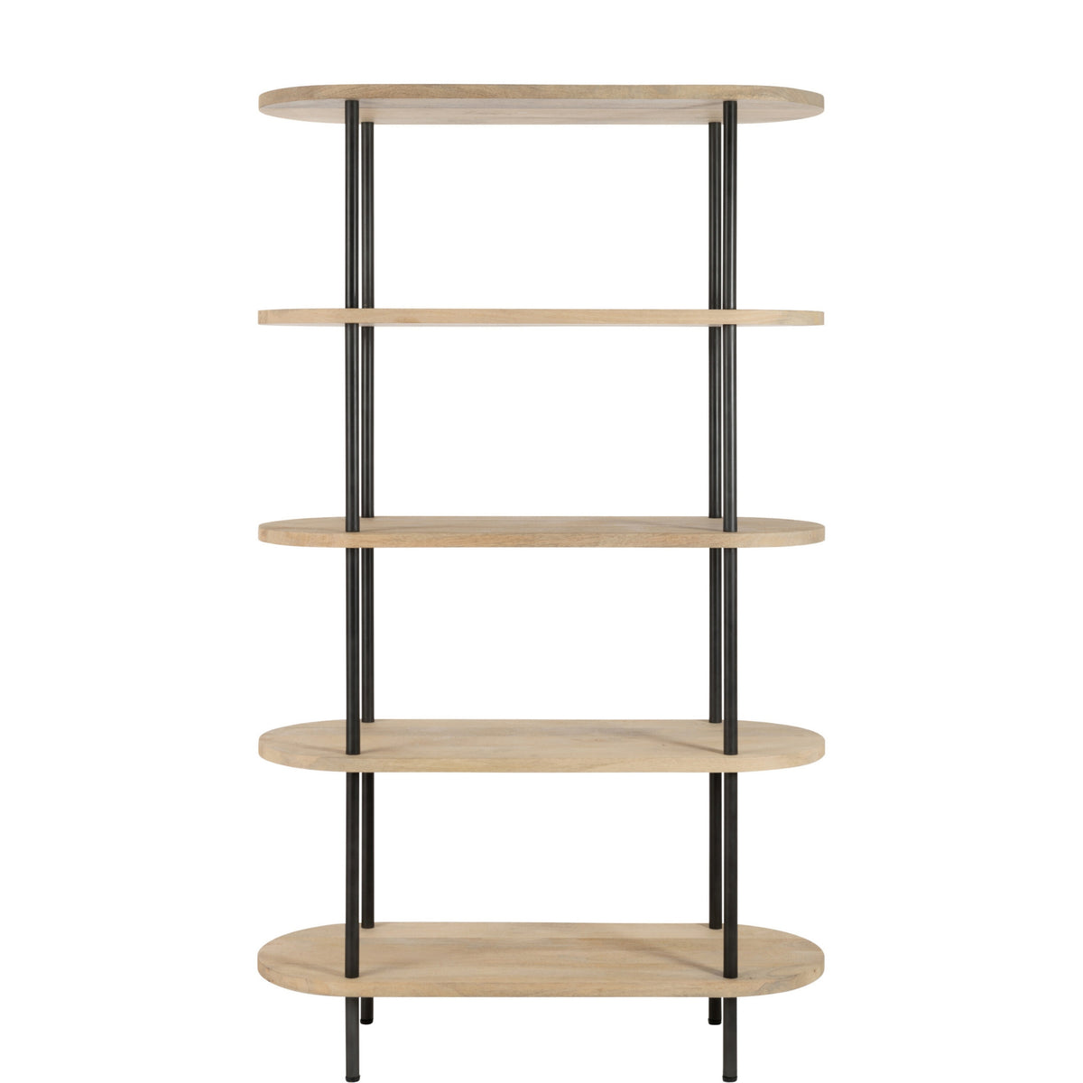 Eli 5-Shelf Mango Wood/Iron Shelf Natural/Grey J-Line