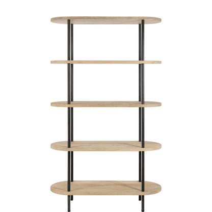 Eli 5-Shelf Mango Wood/Iron Shelf Natural/Grey J-Line