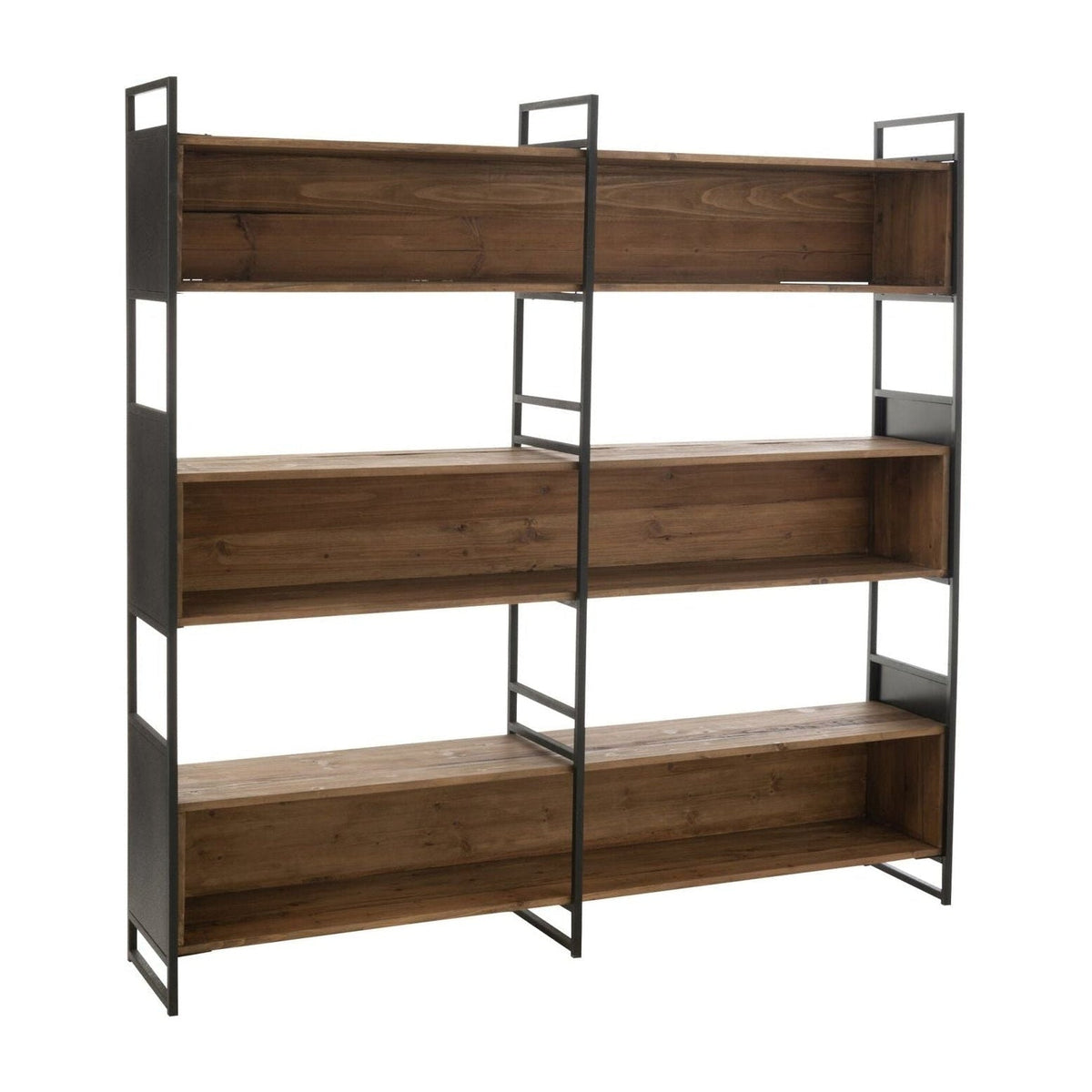 Rustic Recycled Wood Shelf Black/Natural Large J-Line